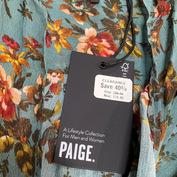 PAIGE Clemency Silk Blouse Green Size Medium NWT - Picture 9 of 15